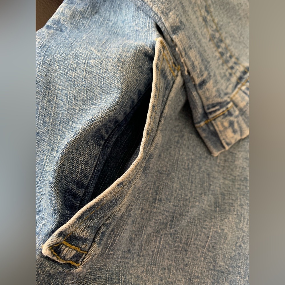 Vintage 80s 90s Denim Jean Chore Jacket Women Acid Chunky Buttons Pockets - Picture 5 of 14